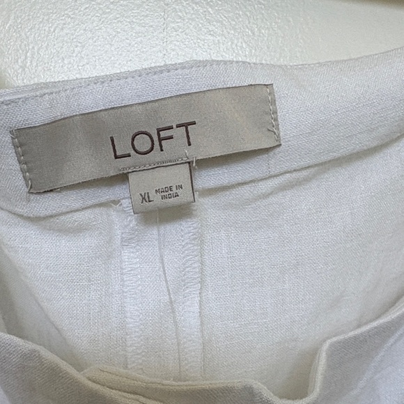 LOFT White Linen Button-Front Tank Top - Picture 2 of 7